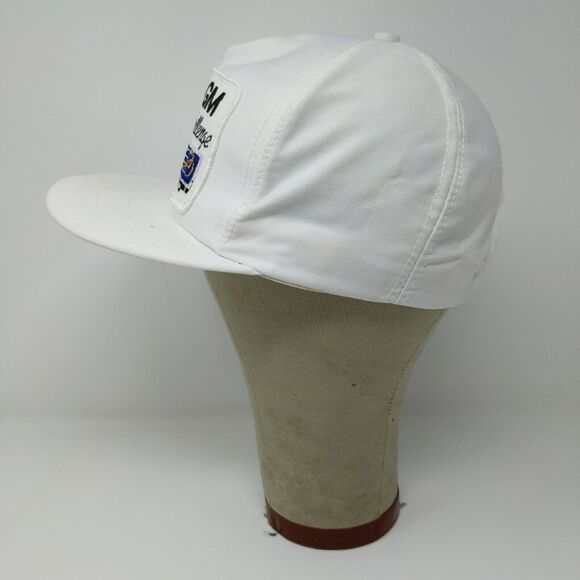 VINTAGE General Motors Hat White Strap Back Cap Trucker Patch Logo UAW GM 80s - Picture 5 of 11